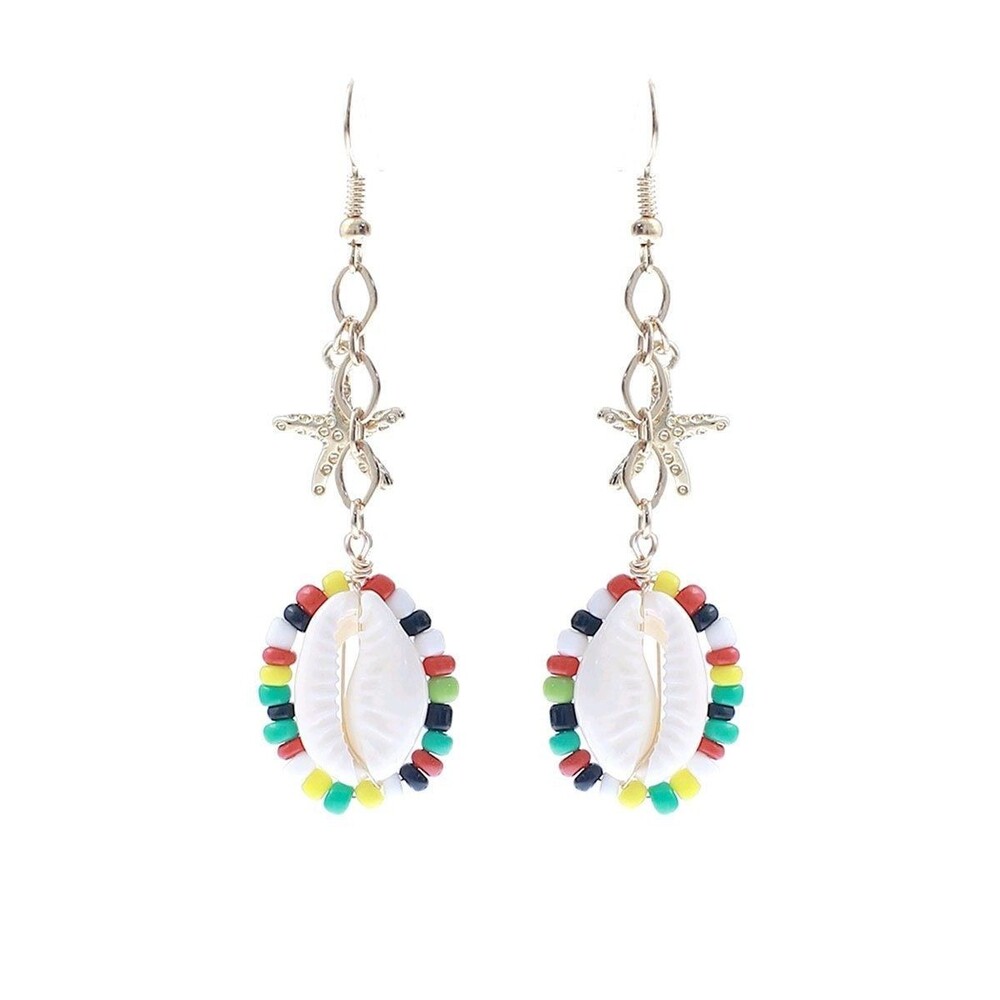 Colorful Cowrie Shell with starfish earrings